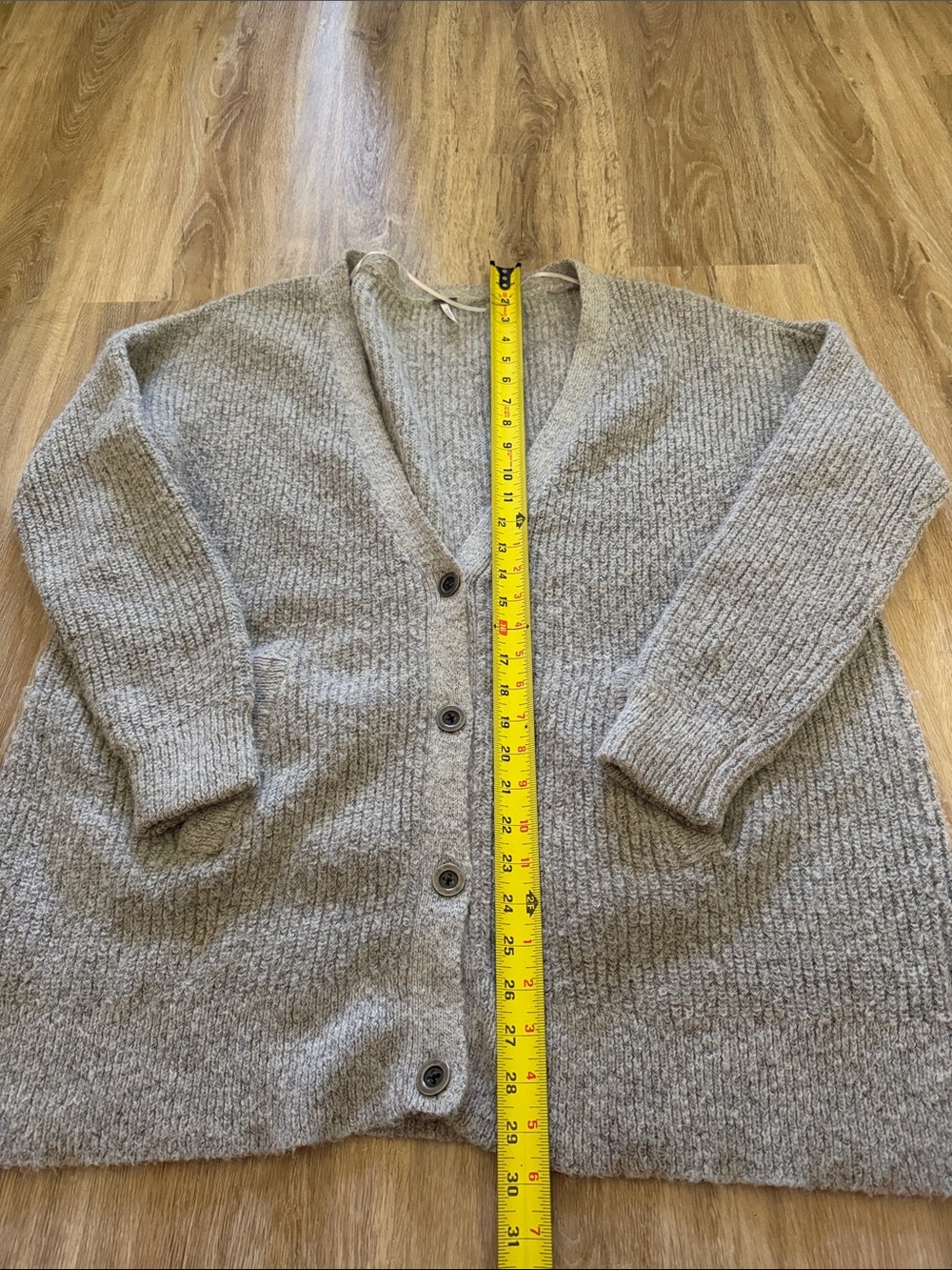 Free People Heather Gray V-Neck Button Cardigan - Picture 2 of 11